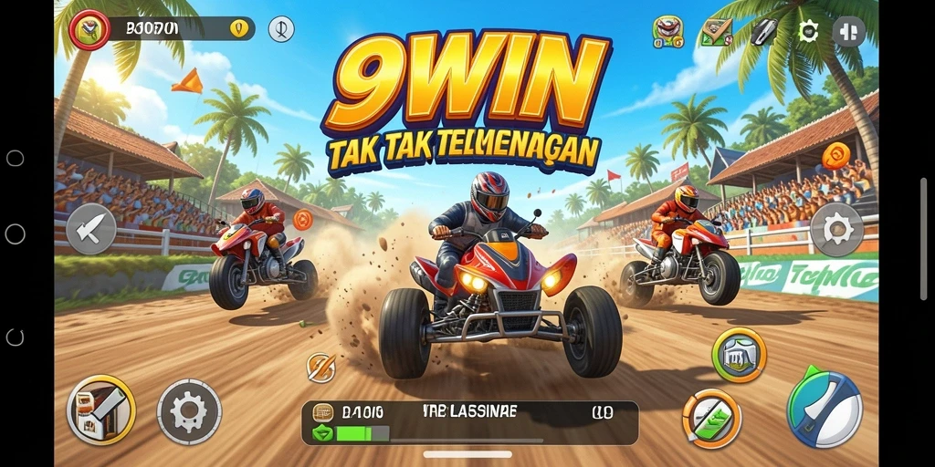 Tampilan gameplay seru dari 9WIN saat balapan di trek yang menantang.