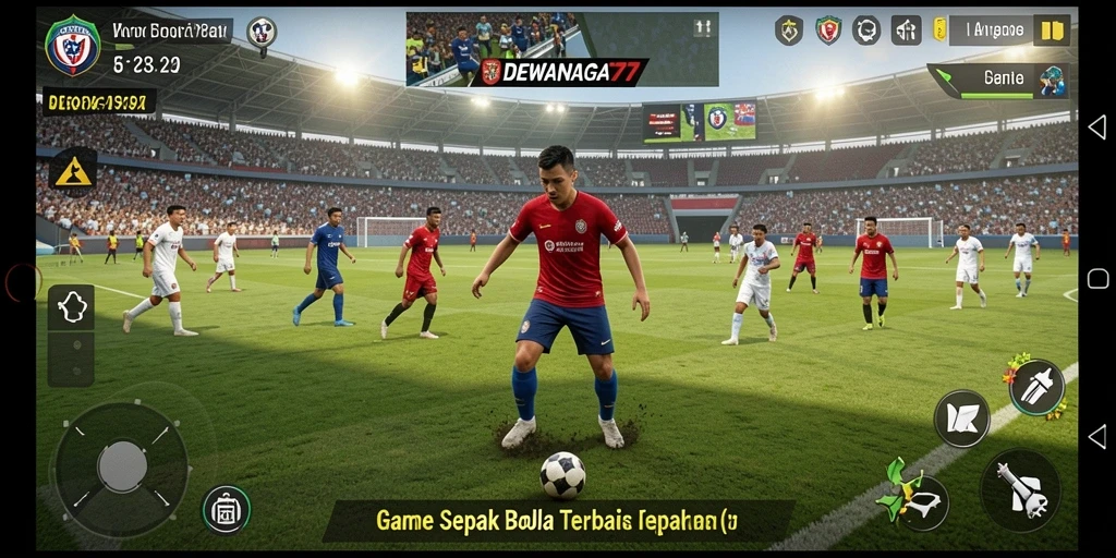 Gameplay seru DEWANAGA77 dengan aksi sepak bola yang mendebarkan.