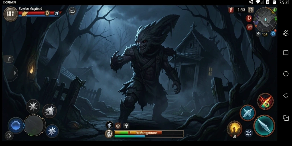 Screenshot gameplay menyeramkan DOREMI88 dengan suasana horor mendalam.