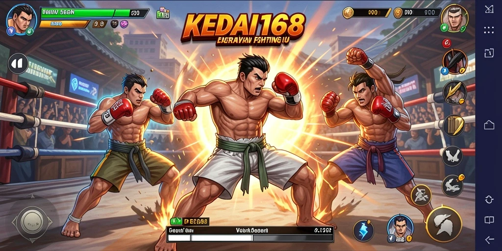 Screenshot gameplay KEDAI168 menampilkan aksi pertarungan yang menegangkan.