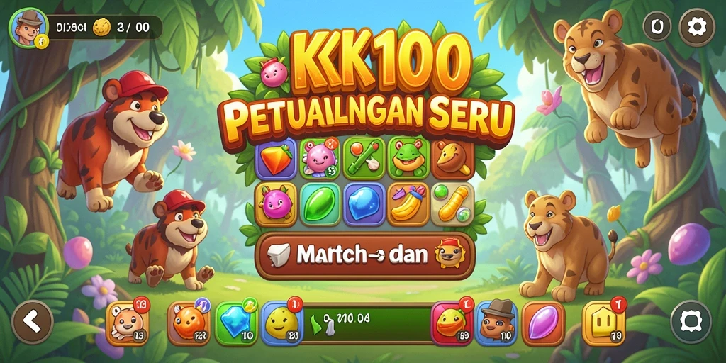 Screenshot gameplay KPK100 saat mencocokkan objek dalam permainan Match-3.