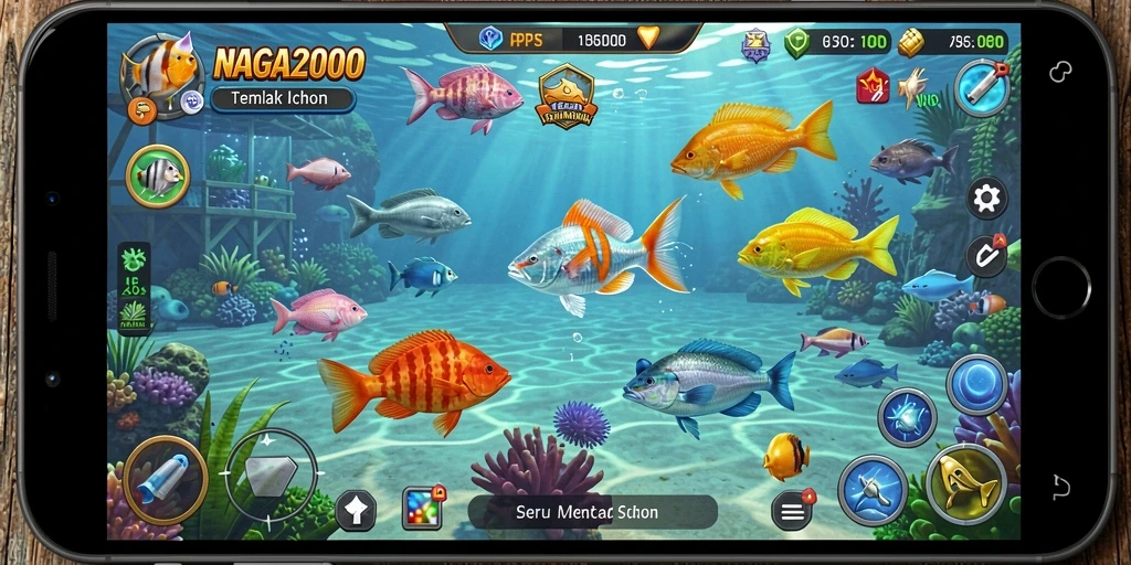 Tampilan gameplay NAGA2000 dengan aksi Tembak Ikan yang seru.