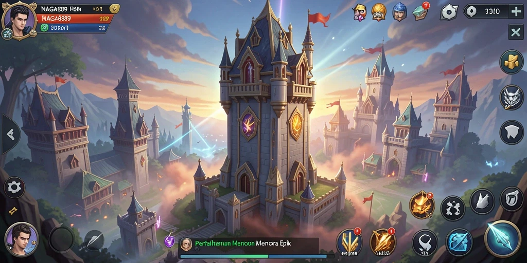 Screenshot utama dari gameplay Tower Defense NAGA889 yang menegangkan.
