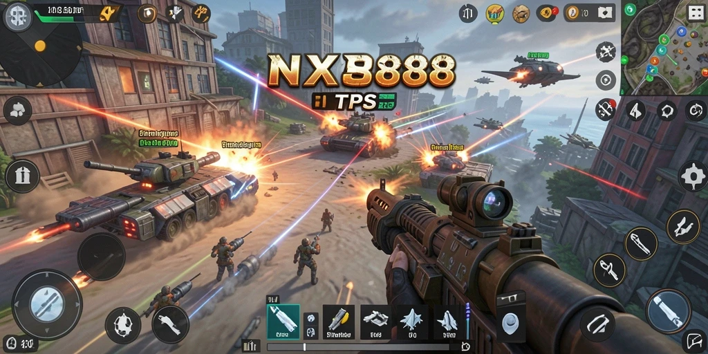 Tampilan gameplay seru dari NX888 dengan aksi pertempuran intens.
