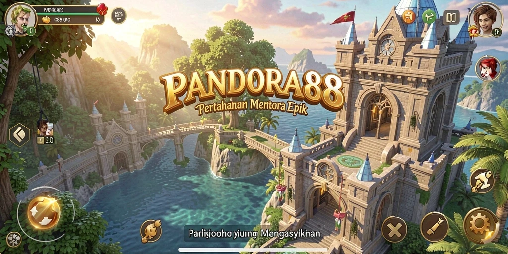 Screenshot PANDORA88 menampilkan aksi pertahanan menara yang seru dan dinamis.