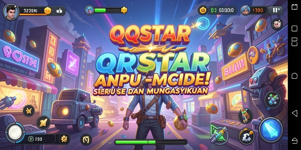Tangkapan layar gameplay menampilkan karakter lucu dan aksi seru di QQSTAR.