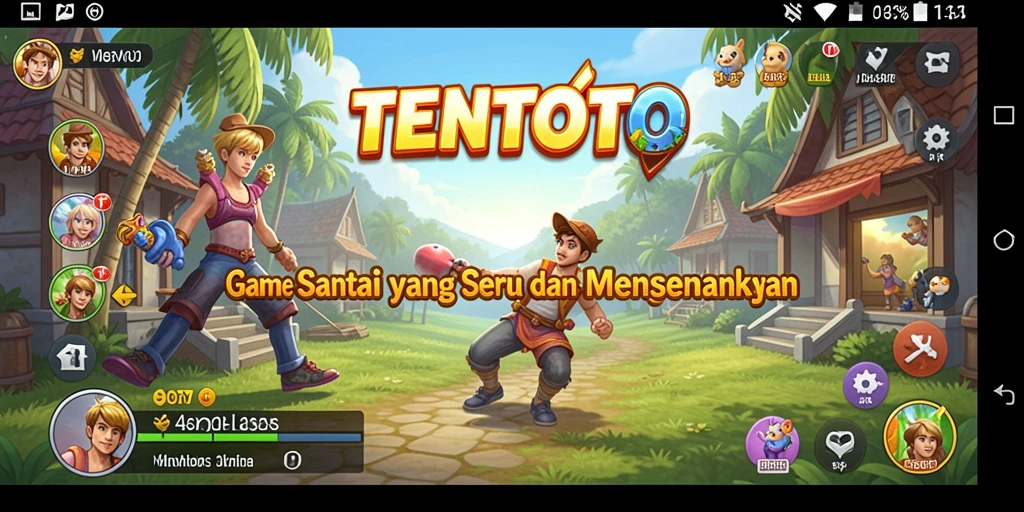 Tampilan gameplay TENTOTO yang ceria dan menghibur.