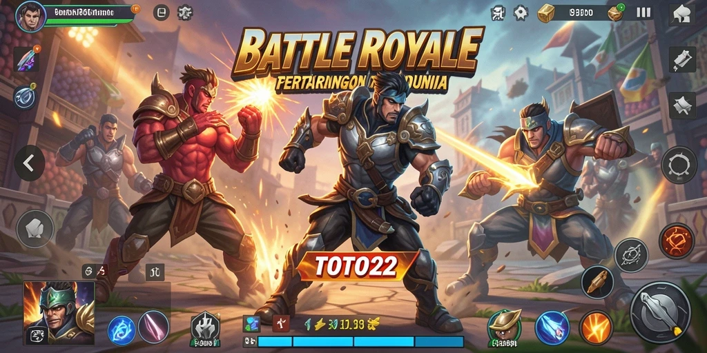 Screenshot TOTO22 menampilkan aksi seru dalam pertarungan Battle Royale.