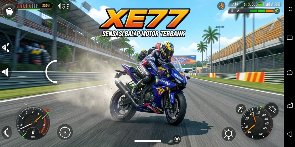 Tampilan menarik dari gameplay balap motor yang mendebarkan.